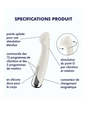 Vibromasseur point G tête rotative blanc USB Spinning g-spot 1 Satisfyer - CC597857